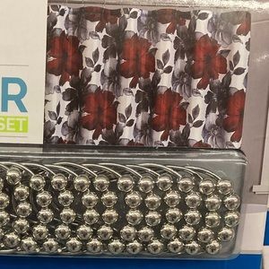 NWT Rose Shower Curtain, Liner, and Hook